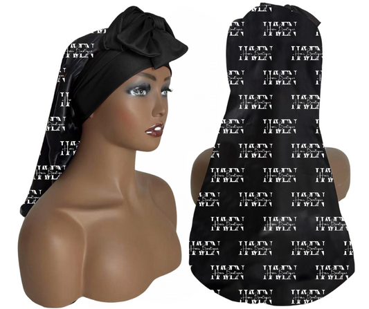 Haven Hair Boutique Luxury Satin Bonnet – Logo Print Edition